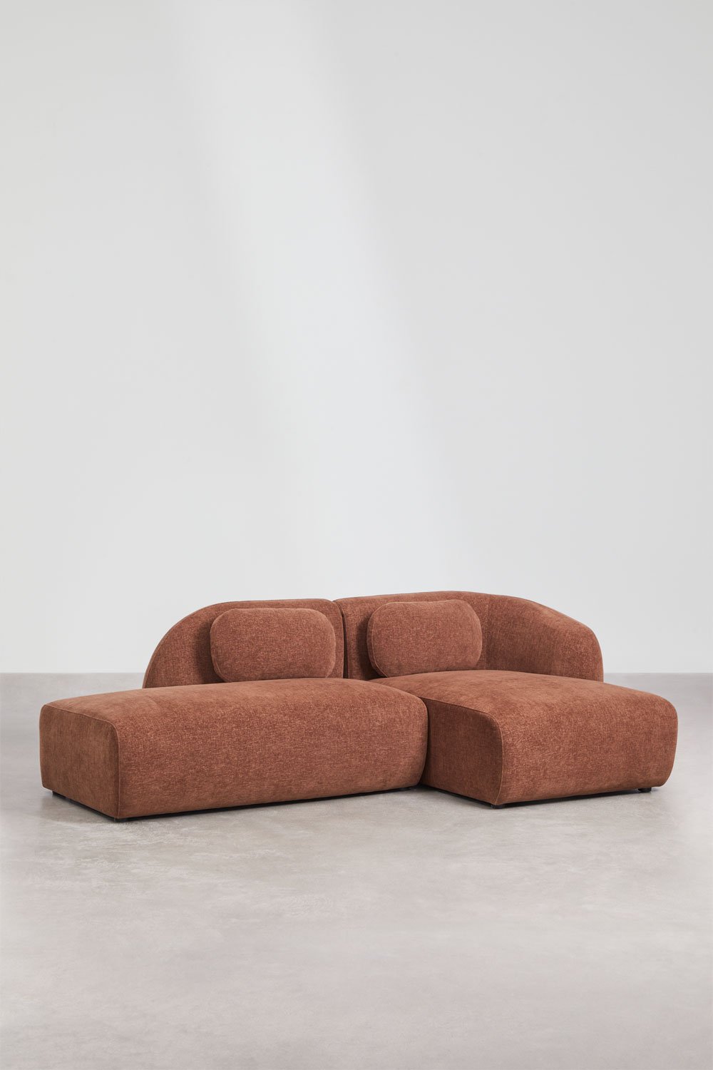 Modulares 2-teiliges Ecksofa mit Recamiere links aus Chenille Coquette, Galeriebild 3