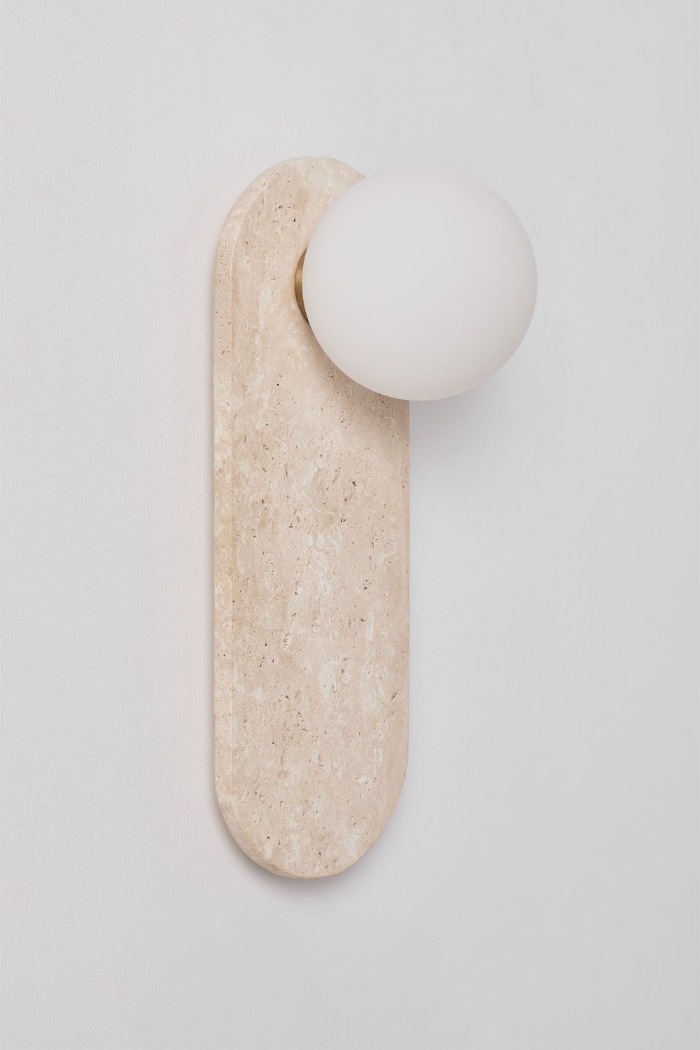 Wandleuchte aus Travertin mit Glaskugel Davise, Galeriebild 3
