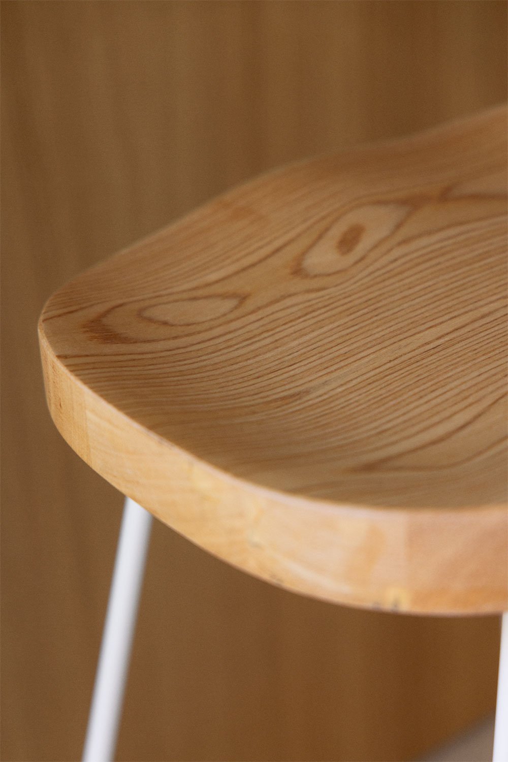 2er-Pack Barhocker 75 cm aus weißem Stahl und Ulmenholz Neicol, Galeriebild 2