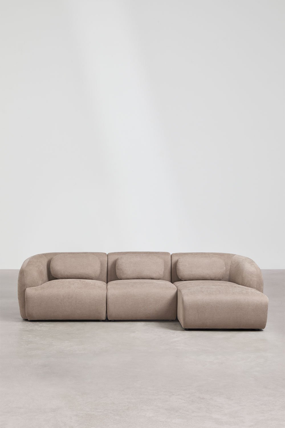 3-teiliges modulares Ecksofa mit Recamiere rechts aus Chenille Coquette, Galeriebild 5
