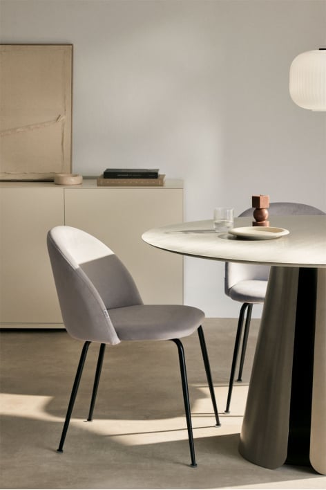 Esszimmerstuhl aus Samt Kana Design - Grau Perle