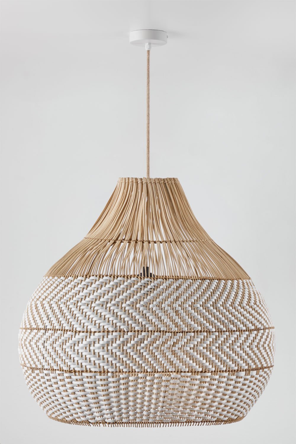 Hängende Deckenleuchte für den Außenbereich aus geflochtenem Rattan Llaury, Galeriebild 1