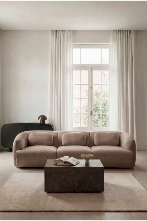 3-Sitzer-Modulsofa aus Chenille Coquette - Chenille Braun Weizen