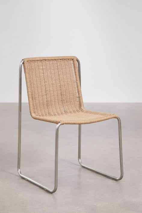 Pack aus 4 Gartenstühlen aus Edelstahl und synthetischem Rattan Omaha