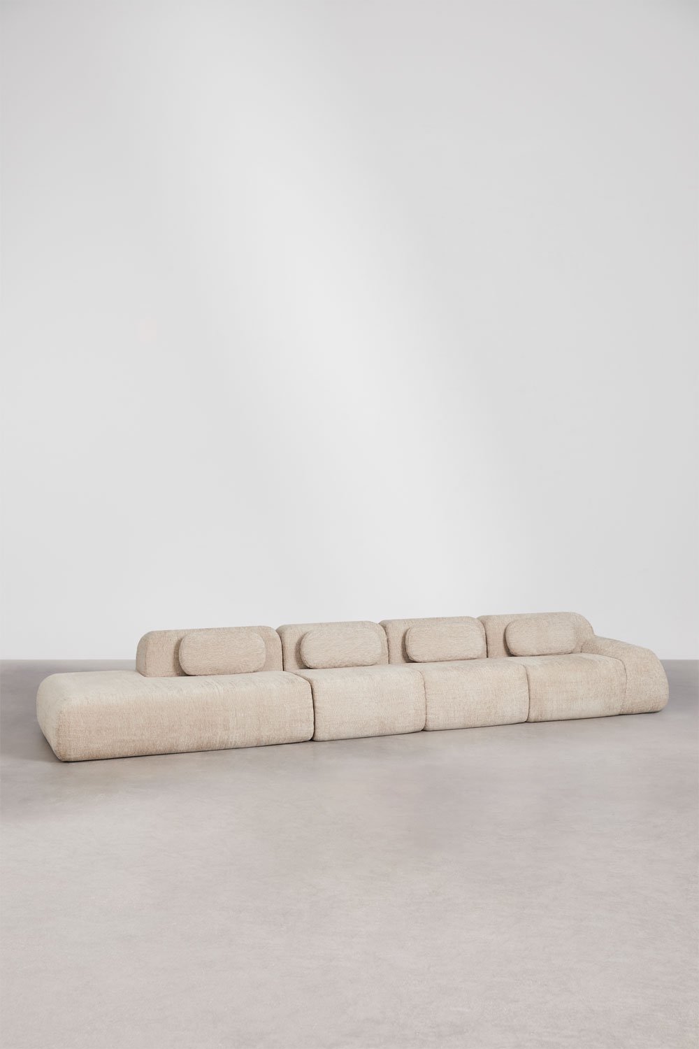 Modulares Ecksofa aus 4 Teilen mit linksseitigem Chaiselongue aus vakuumverpacktem Chenille Merida, Galeriebild 3