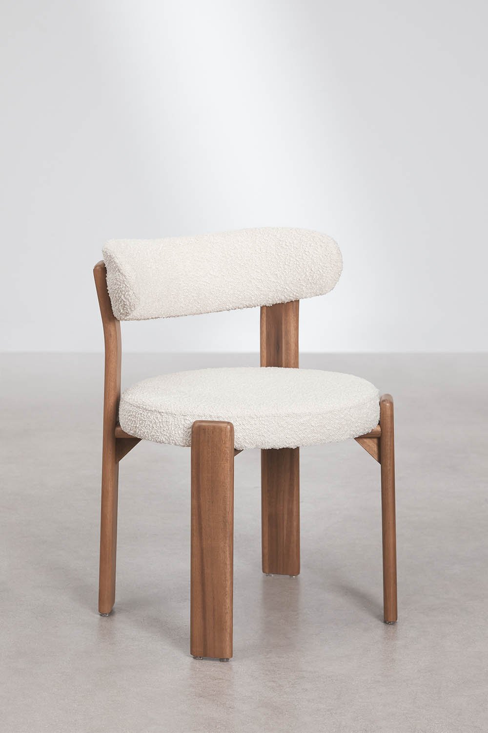 Pack mit 2 Esszimmerstühlen aus Akazienholz und Bouclé-Stoff Milos, Galeriebild 1