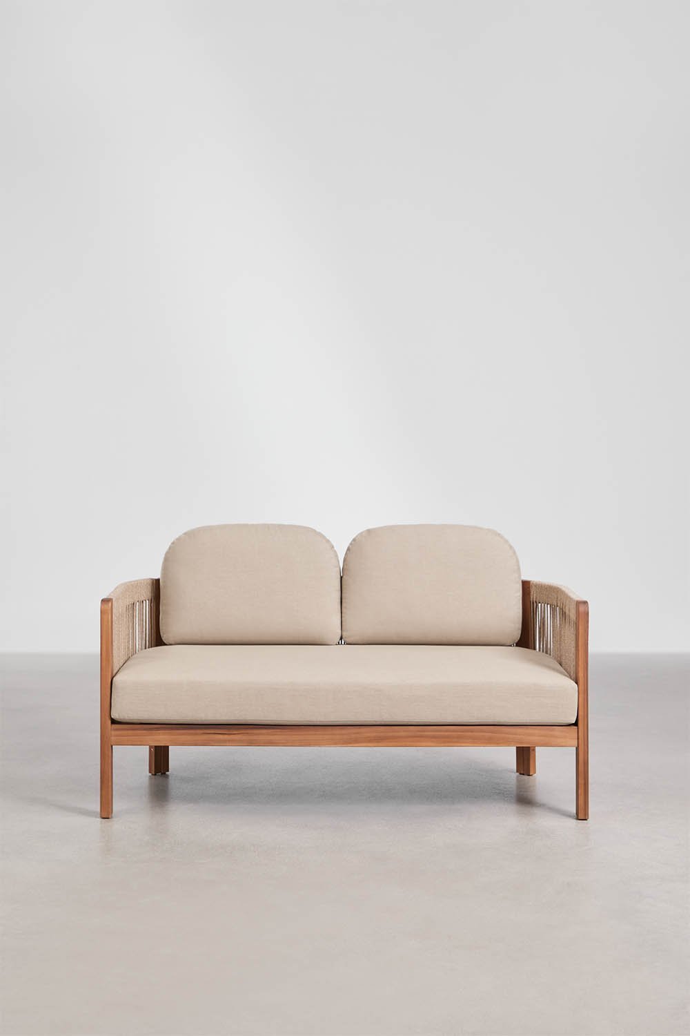 Serel 2-Sitzer-Gartensofa aus Akazienholz und geflochtenem Seil, Galeriebild 4