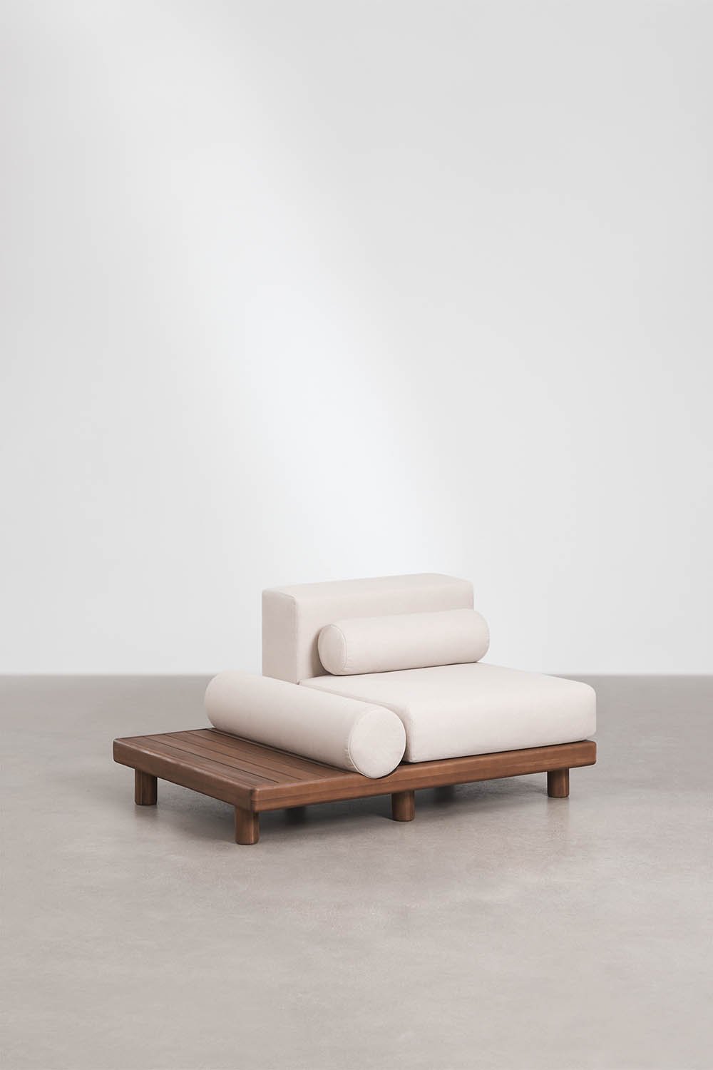 Zentrales Modul mit Beistelltisch für modulare Garten-Sofa aus Akazie Edrien, Galeriebild 1