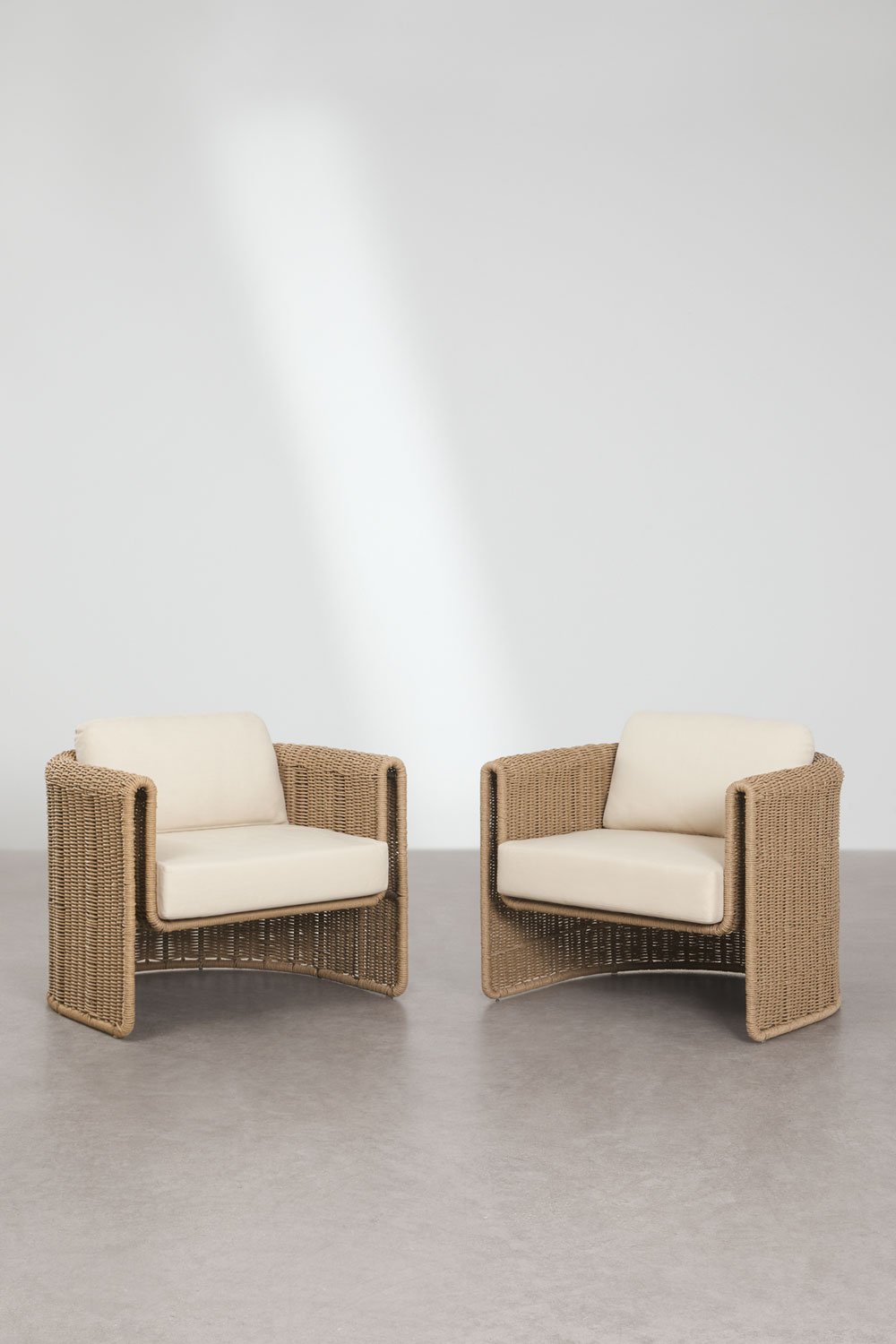 Pack mit 2 Sesseln aus Stahl und synthetischem Rattan Lina, Galeriebild 1