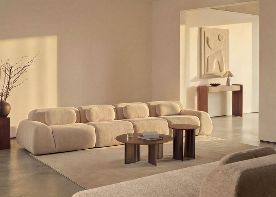 4-teiliges modulares Sofa aus Chenille, vakuumverpackt Merida