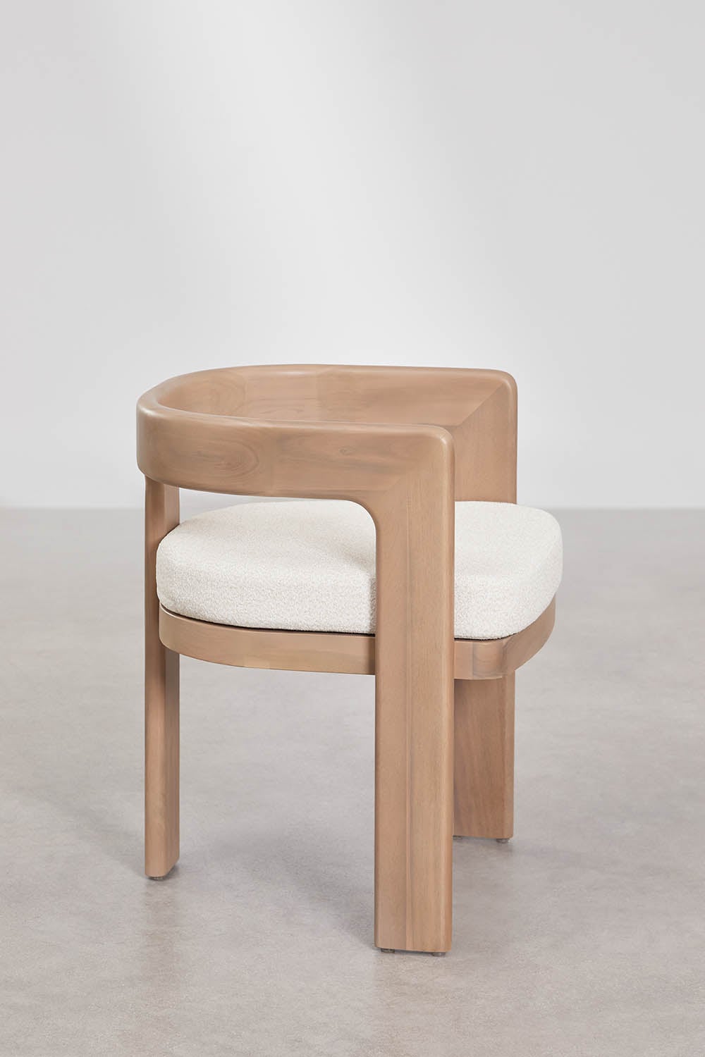 Rechteckiger Esstisch-Set 220x100 cm aus Akazienholz Mirelen und 8 Esszimmerstühle aus Akazienholz und Bouclé-Stoff Kandroa, Galeriebild 7