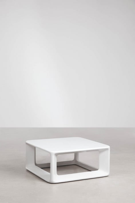 Quadratischer Garten-Couchtisch Lilou, 80 x 80 cm, aus Zement und Fiberglas.