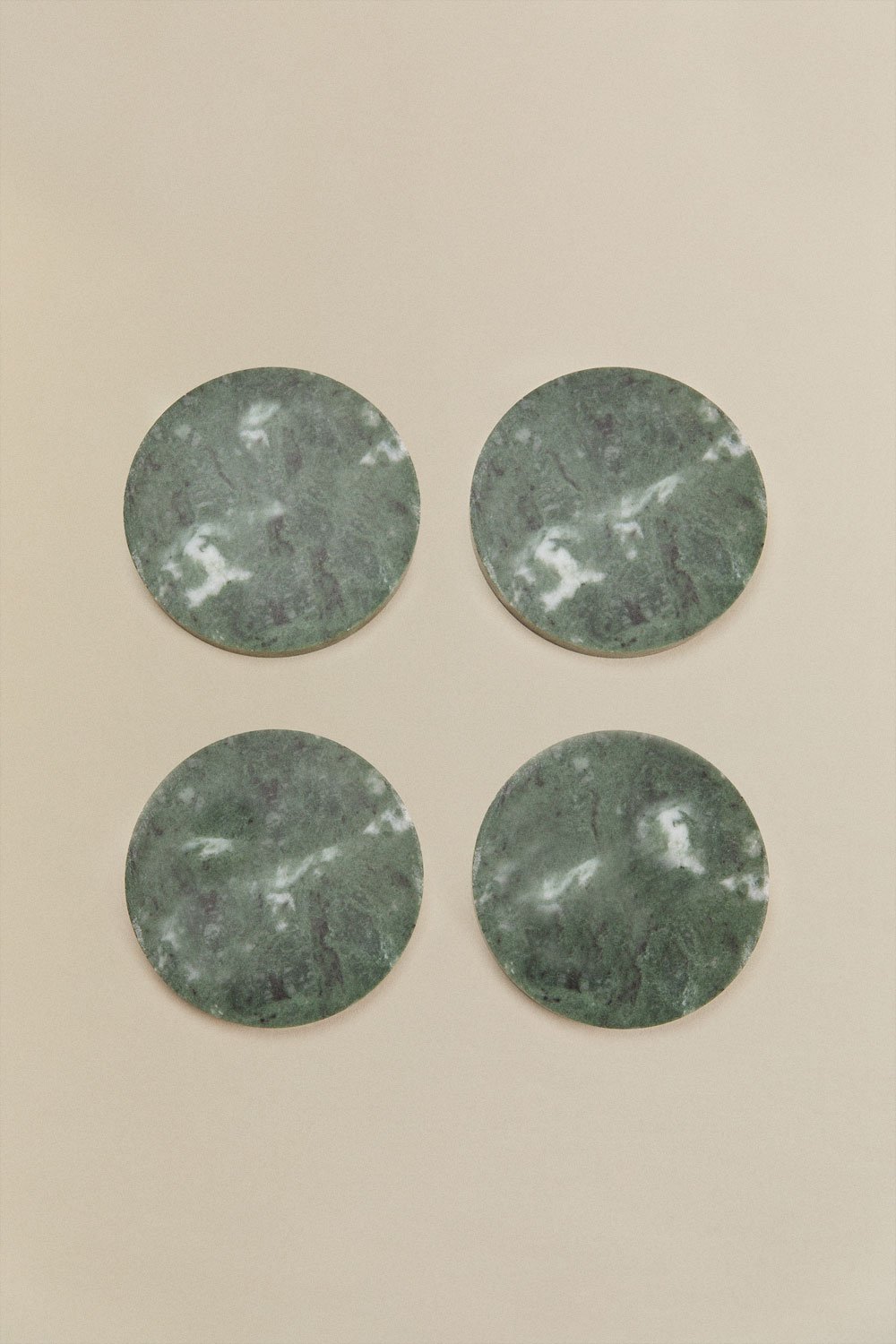 Set aus 4 runden Untersetzern Ø10 cm aus Valtris-Marmor, Galeriebild 3