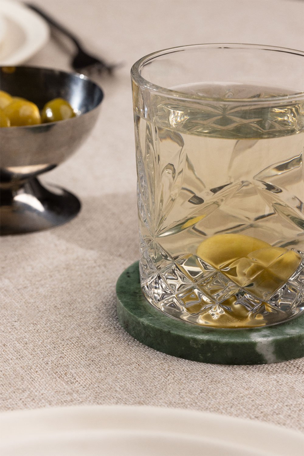 Set aus 4 runden Untersetzern Ø10 cm aus Valtris-Marmor, Galeriebild 2