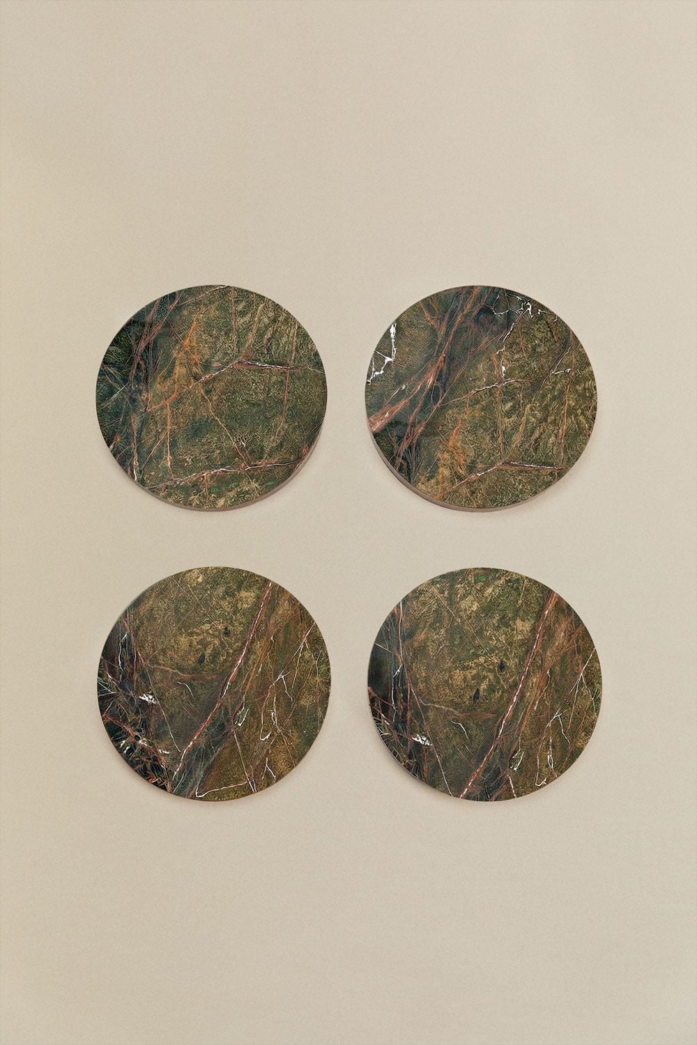 Pack mit 4 runden Untersetzern Ø10 cm aus Valtris-Marmor, Galeriebild 3