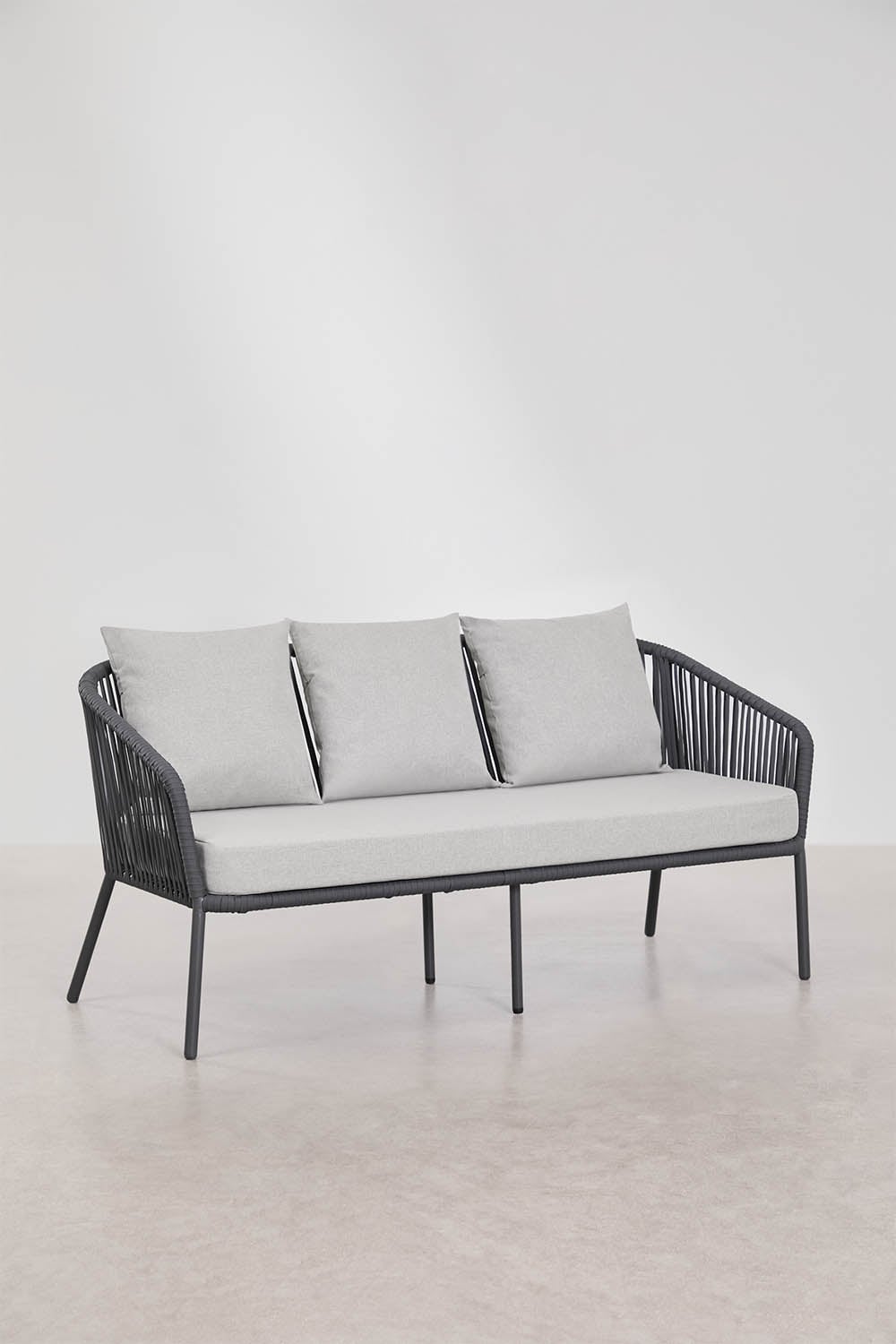 Gartenset mit 2-Sitzer-Sofa, 2 Sesseln aus geflochtener Schnur und Couchtisch Arhiza, Galeriebild 3