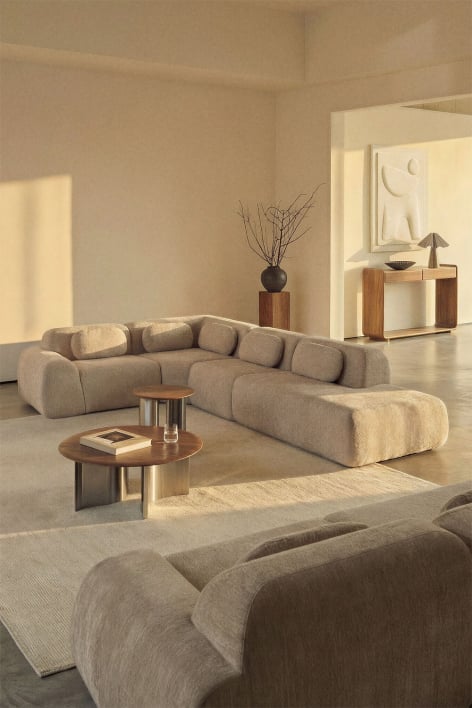 Modulares Ecksofa aus 4 Teilen mit rechtem Chaiselongue aus Vakuumverpacktem Chenille Merida