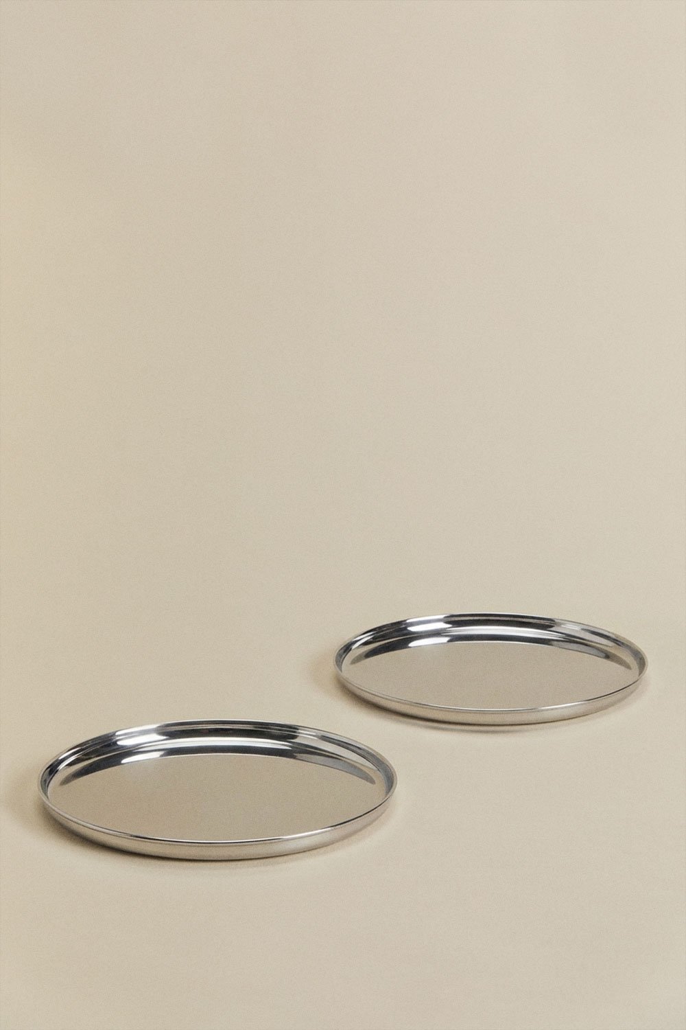 Pack mit 2 flachen Tellern Ø15 cm aus Edelstahl Lorne, Galeriebild 4