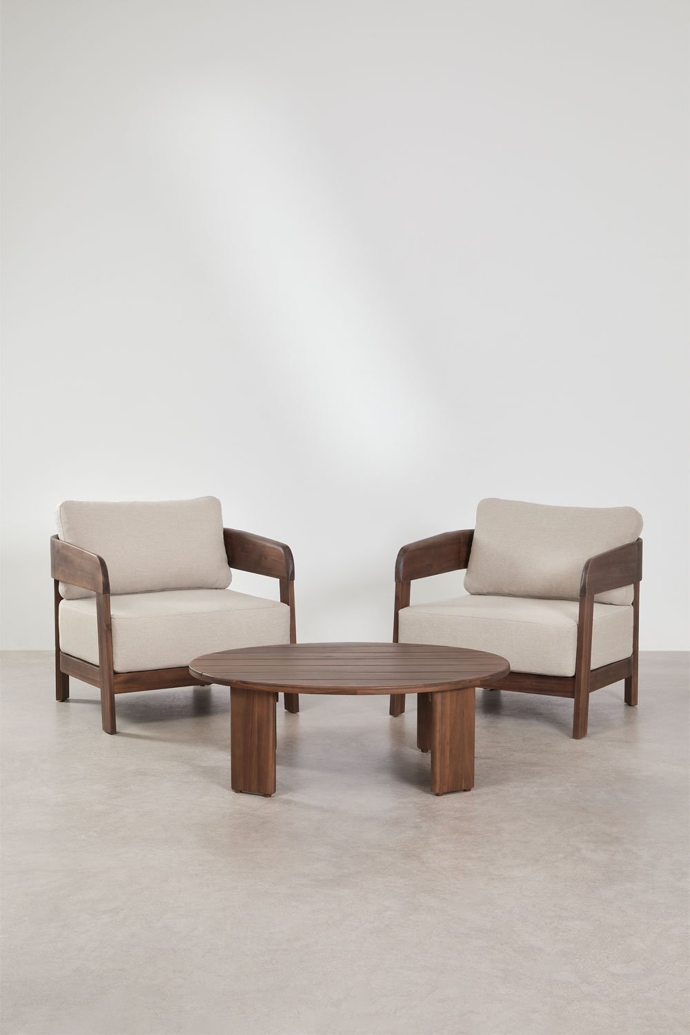 Gartenset mit 2 Sesseln und Couchtisch aus Akazienholz Uleno, Galeriebild 3