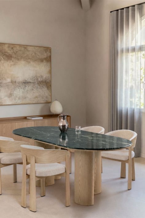 Ovaler Esstisch 220x100 cm aus MDF und Marmor Dayana