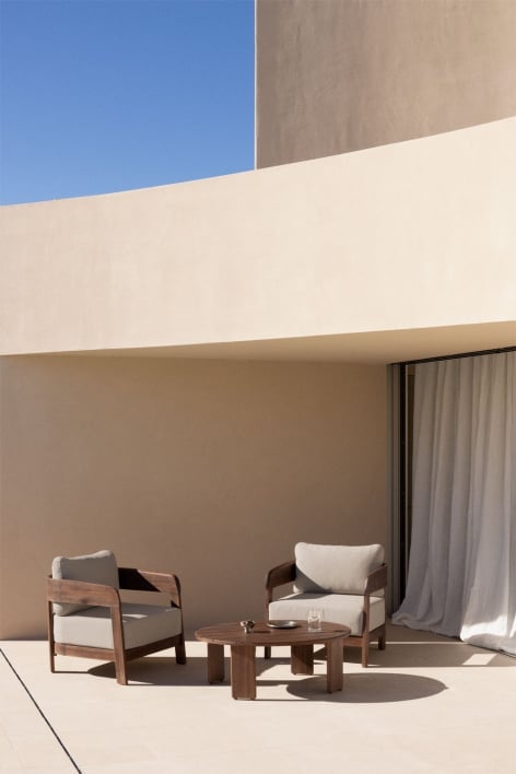 Gartenset mit 2 Sesseln und Couchtisch aus Akazienholz Uleno