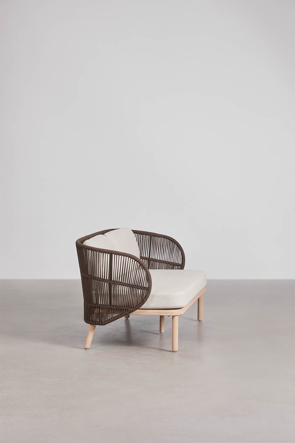 2-Sitzer-Sofa aus Akazienholz und geflochtenem Seil Capri, Galeriebild 3