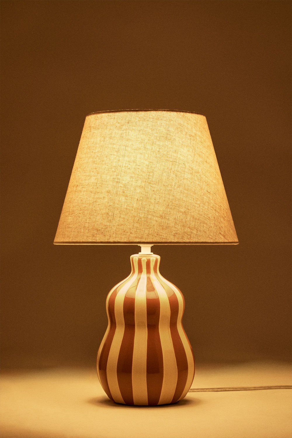 Jolira Tischlampe ↑40 cm aus Keramik und Leinen, Galeriebild 4