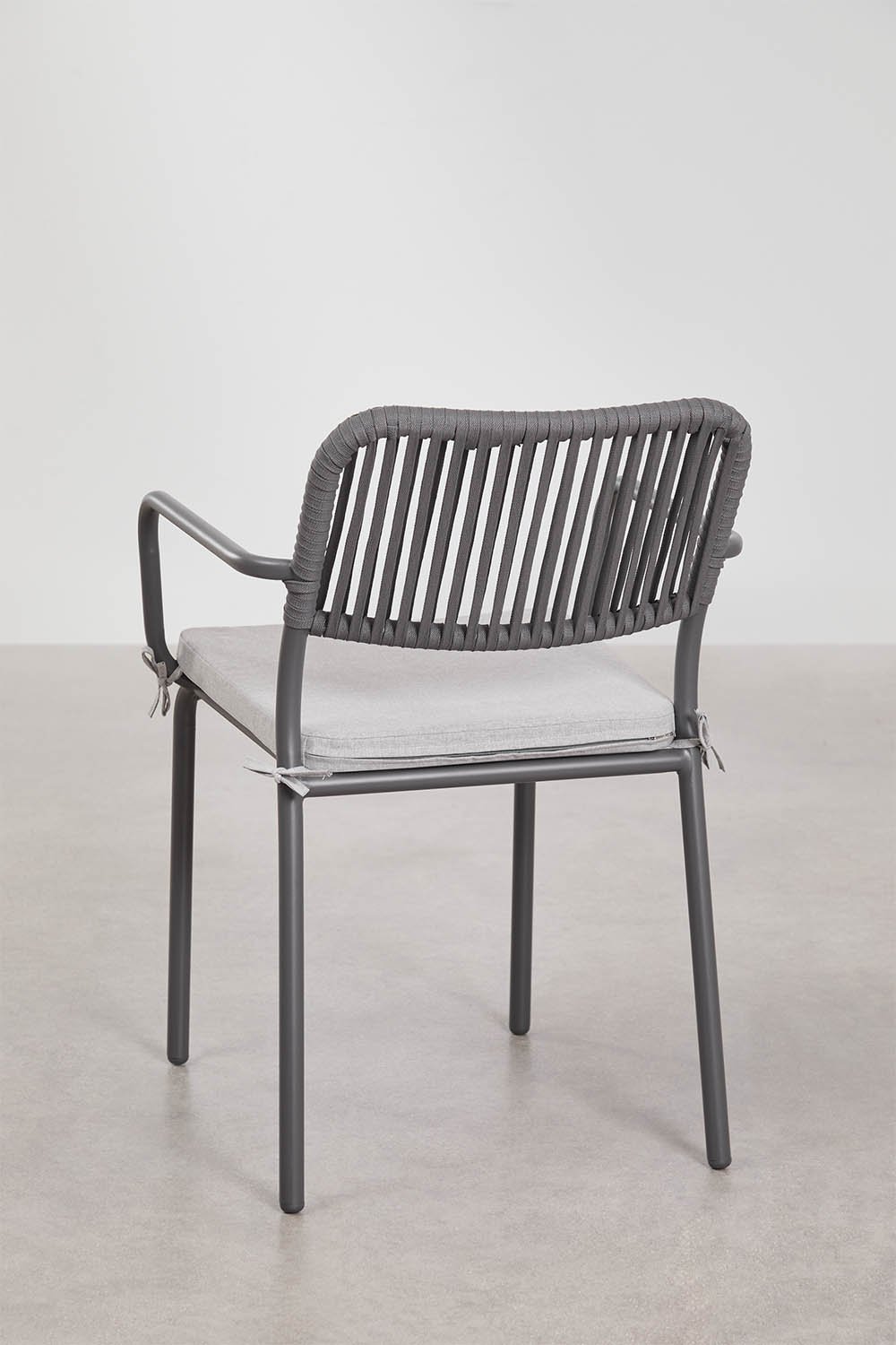 Rechteckiger Esstisch-Set 160x90 cm und 4 stapelbare Esszimmerstühle aus geflochtenem Seil Arhiza, Galeriebild 7