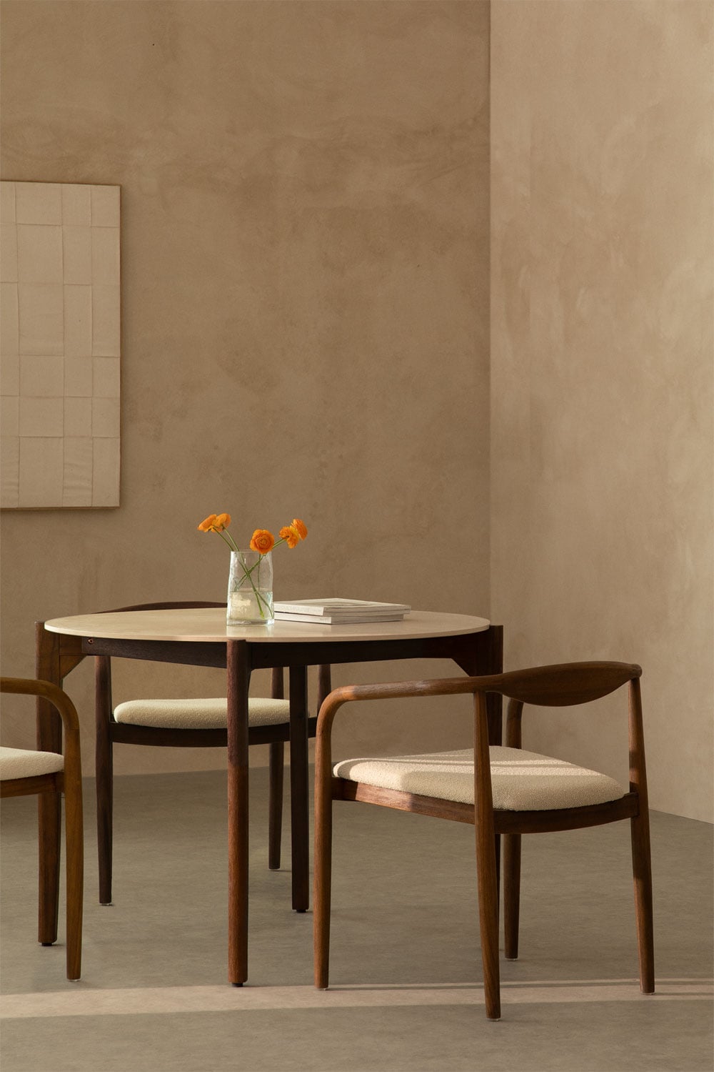 Runder Esstisch Ø100 cm aus Beton und Akazienholz Xajul, Galeriebild 5