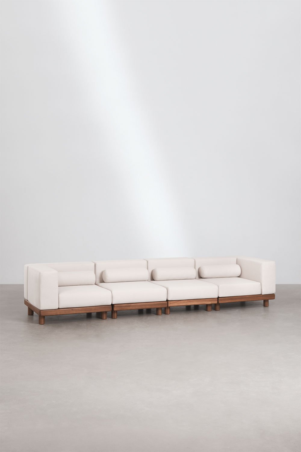 Modulares 4-teiliges Gartensofa mit 2 Eckmodulen aus Akazie Edrien, Galeriebild 1