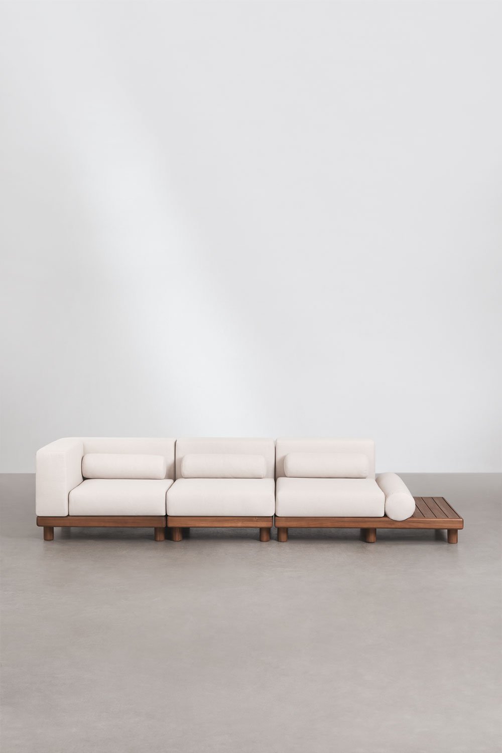 Modulares Eck-Gartensofa 3-teilig mit Beistelltisch aus Akazie Edrien, Galeriebild 3