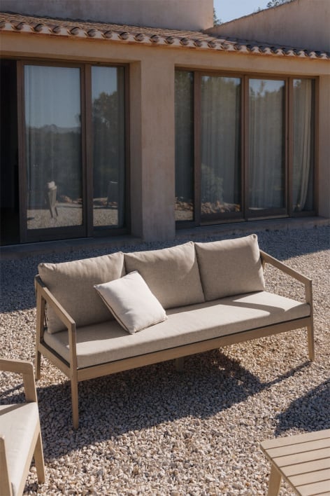 3-Sitzer Garten-Sofa aus Akazienholz und geflochtener Kaela-Schnur