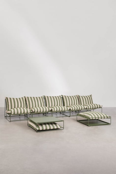 5-teiliges Garten-Set mit modularer Sofa, Beistelltisch und wandelbarem Pouf Amaro