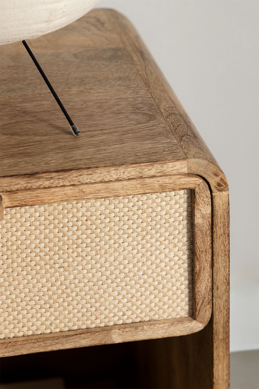 Pack mit 2 rechteckigen Nachttischen 40x30 cm aus Mangoholz, MDF und Jute Abrams, Galeriebild 2