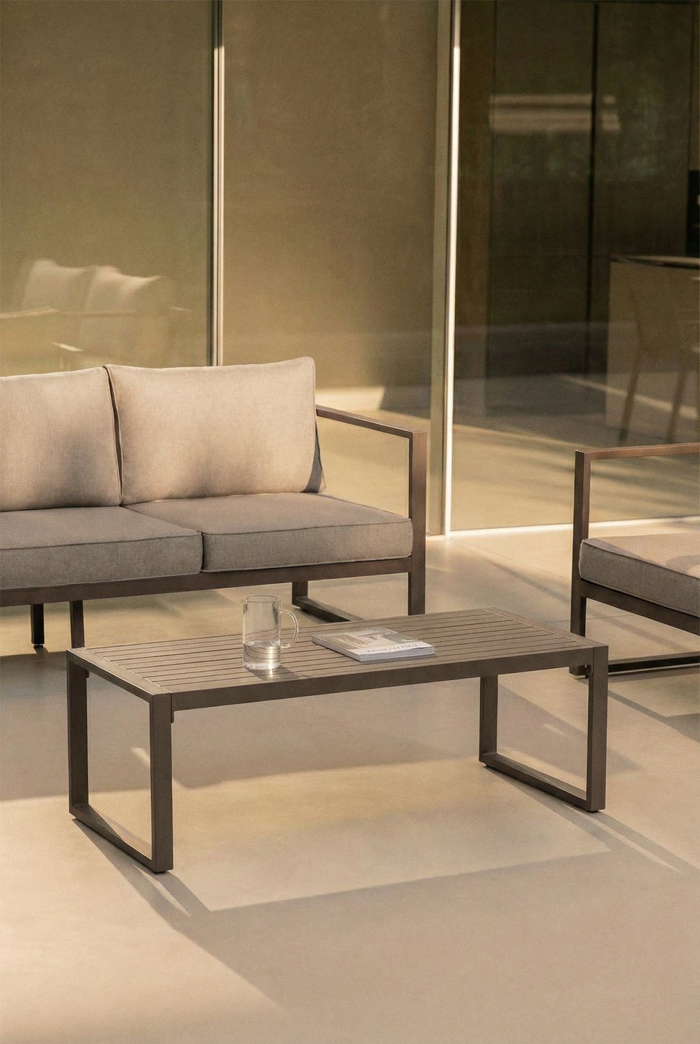 Rechteckiger Garten-Couchtisch 110x55 cm aus Aluminium Lipov, Galeriebild 1