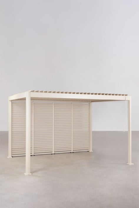 Bioklimatische Pergola mit Lamellen und seitlichem Aluminium-Panel Druvia