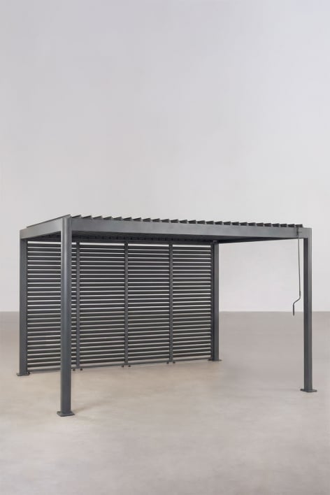 Bioklimatische Pergola mit Lamellen und seitlichem Aluminium-Panel Druvia