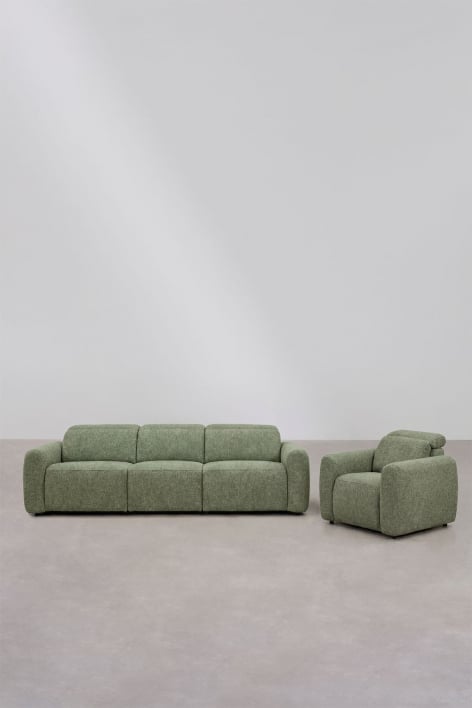 Wohnzimmerset mit 3-Sitzer-Elektro-Recliner-Sofa und gepolstertem Sessel Peggy