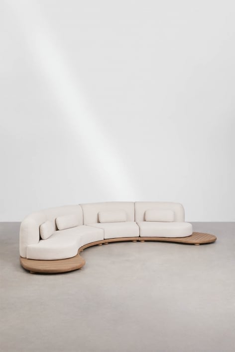 Modulares U-Garten-Sofa aus 4 Teilen aus Akazienholz Gerard