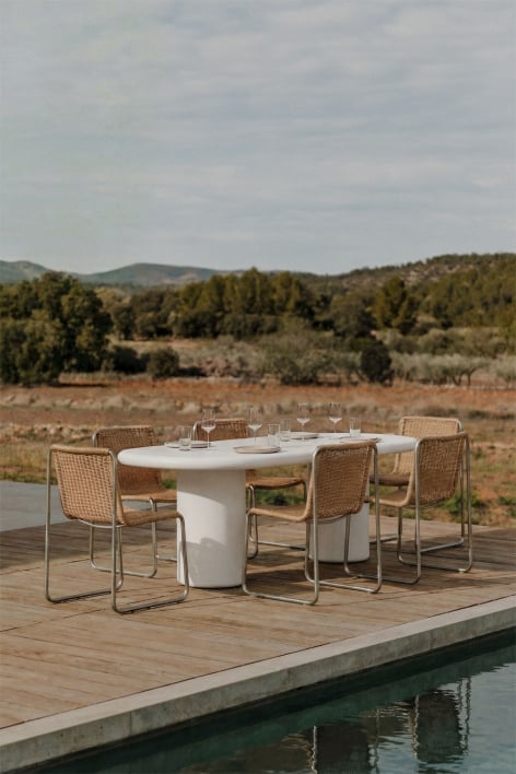 Ovaler Gartentisch 220x100 cm aus Zement Namara