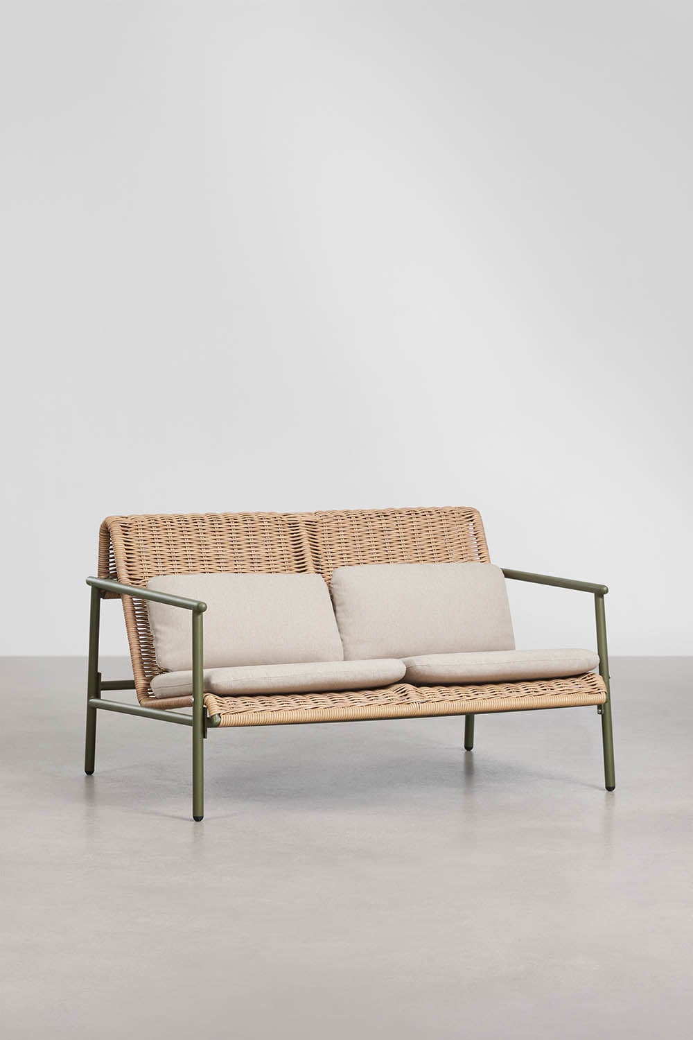 Gartenset mit 2-Sitzer-Sofa und Couchtisch aus Aluminium und synthetischem Rattan Duroli, Galeriebild 4