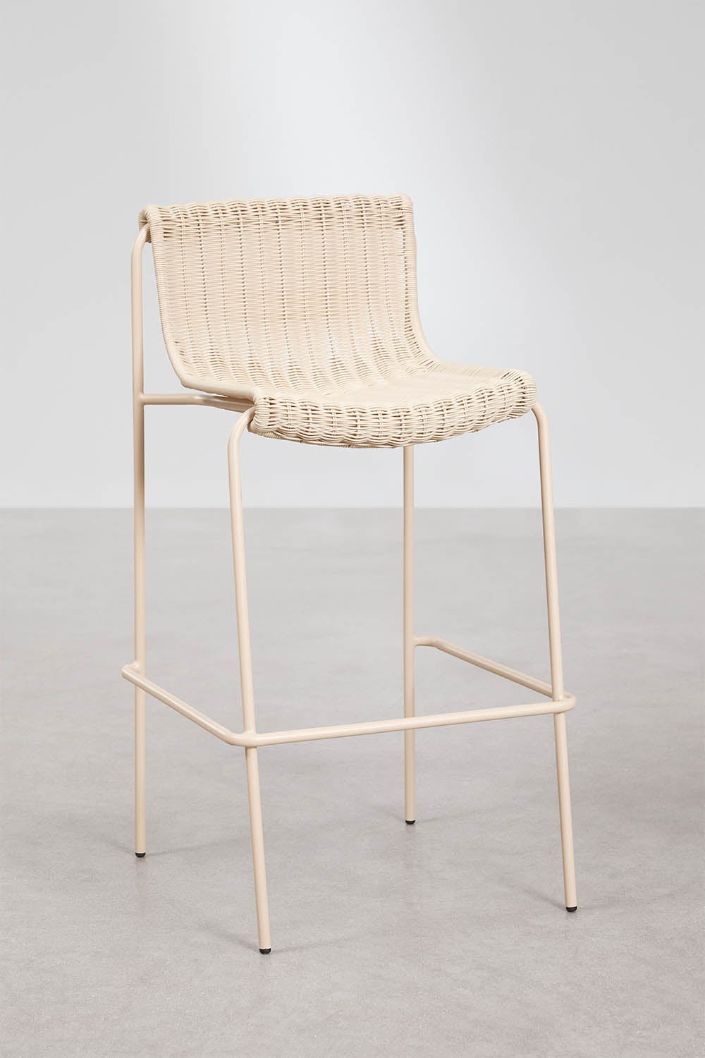 Hoher Gartenhocker aus synthetischem Rattan und Stahl Revia, Galeriebild 1