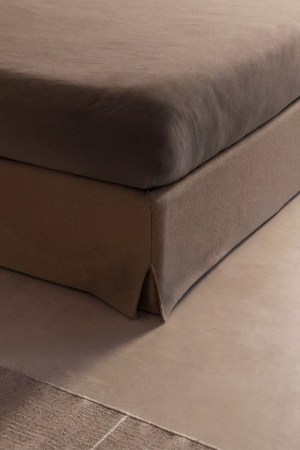 Bett für Matratze 160 x 200 cm mit klappbarem Bettkasten aus weizenbraunem Bouclé Lorea, Galeriebild 2