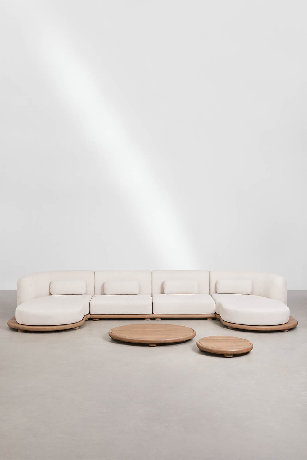 Garten-Set mit 4-teiliger modularer Chaiselongue-Sofa und 2 Couchtischen aus Akazienholz Gerard, Galeriebild 3