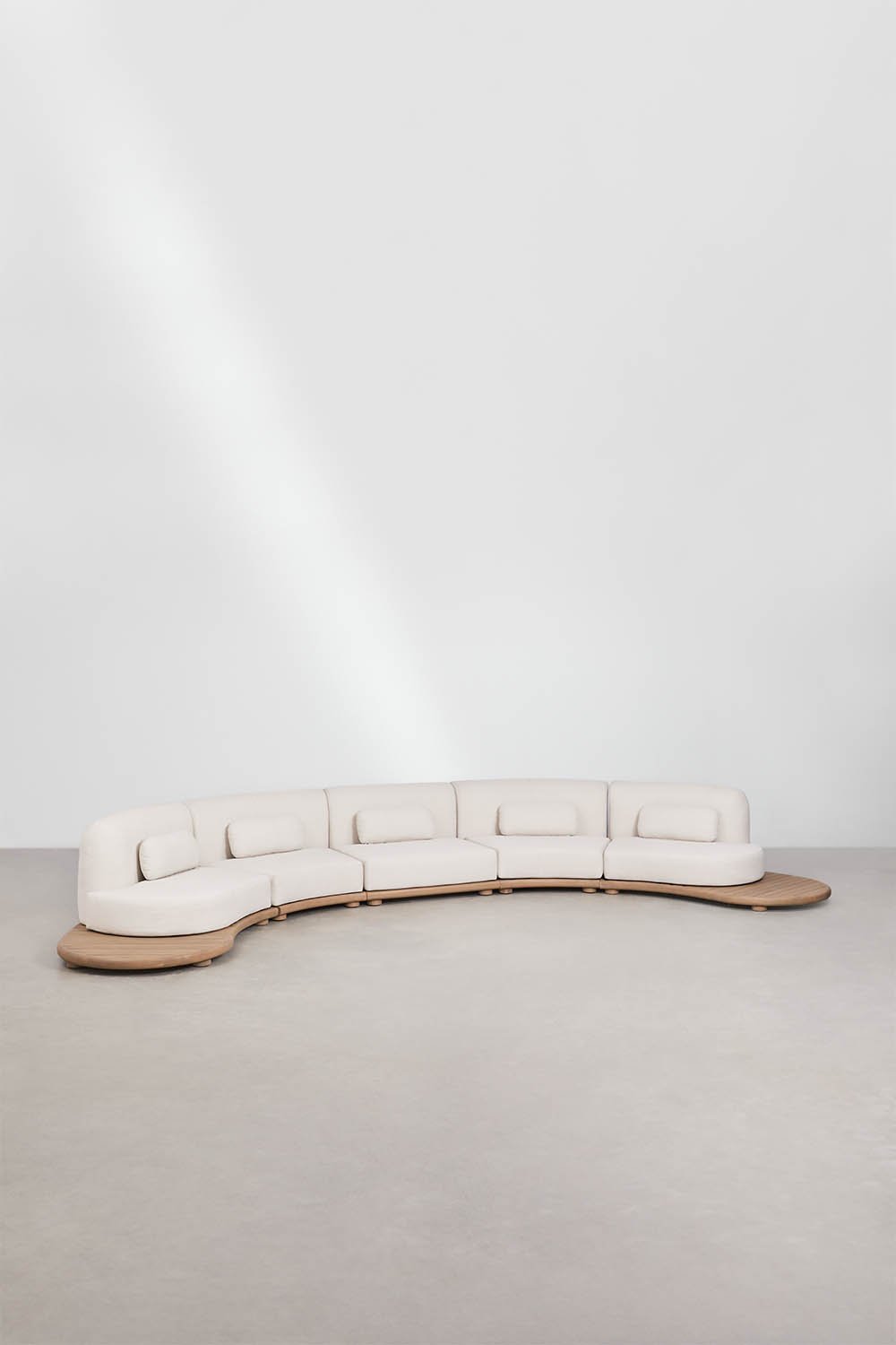 Modulares, gebogenes 5-teiliges Gartensofa aus Akazienholz Gerard, Galeriebild 1