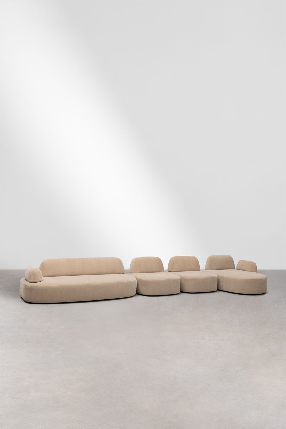 Rechte 4-teilige modulare Chaiselongue mit gepolstertem Eckmodul Giorgia, Galeriebild 3