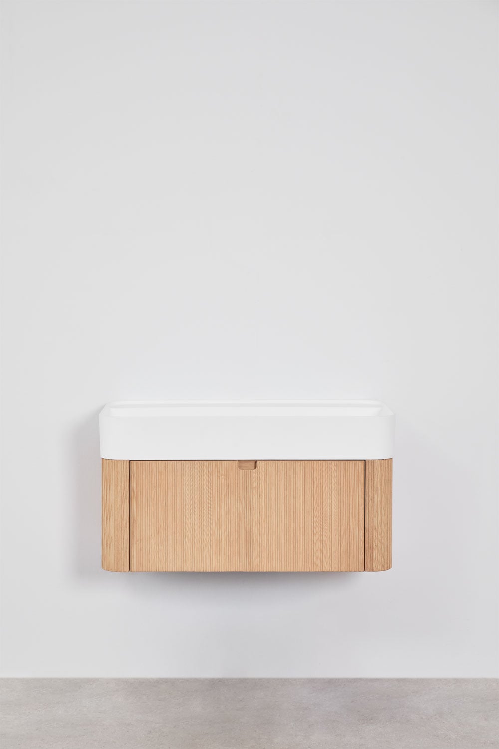 Hängendes Badezimmermöbel-Set 80x40 cm aus Holz mit integriertem Waschbecken Saioa, Galeriebild 1