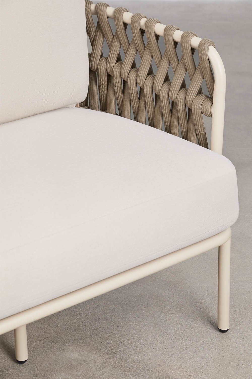 3-Sitzer Garten-Sofa aus Aluminium und geflochtener Tevary-Schnur, Galeriebild 4