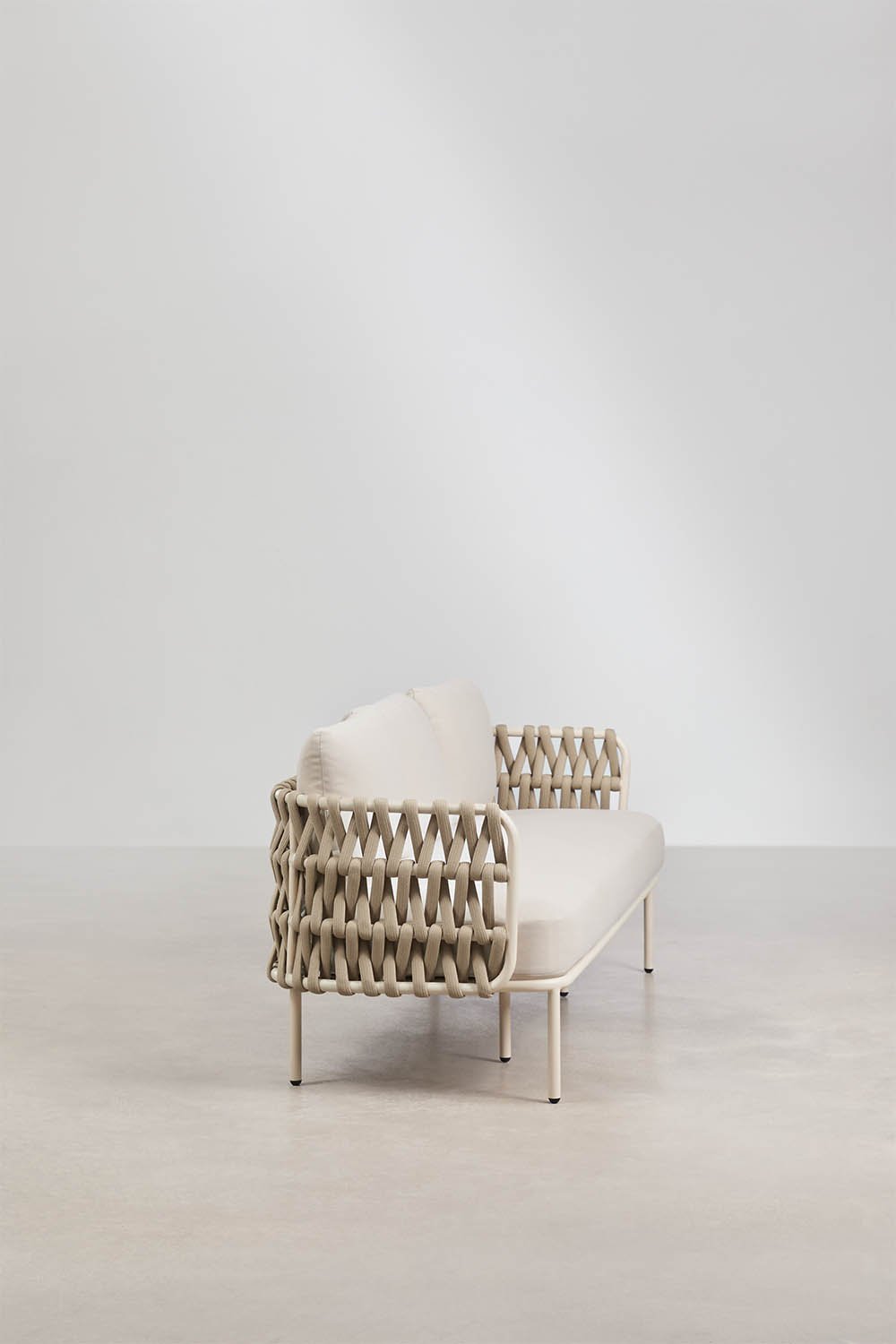 3-Sitzer Garten-Sofa aus Aluminium und geflochtener Tevary-Schnur, Galeriebild 5