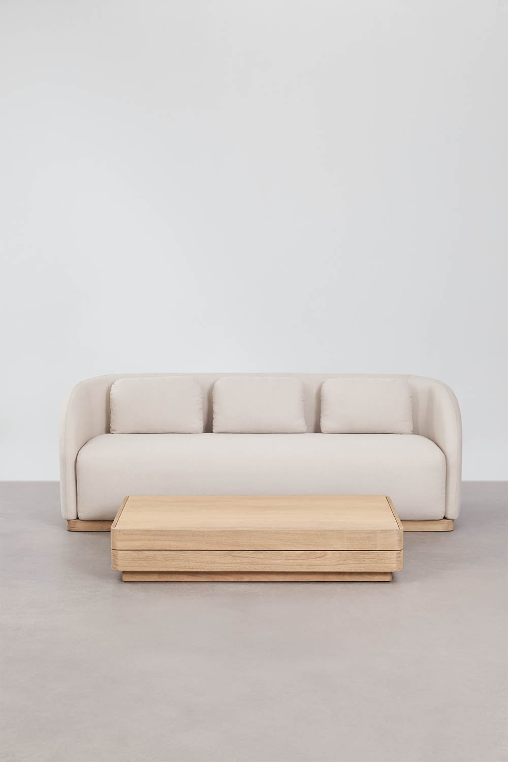 Gartenset mit 3-Sitzer-Sofa und rechteckigem Couchtisch 130x75 cm aus Akazienholz Verona, Galeriebild 3